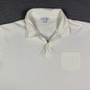 Sunspel Riviera Polo Shirt Mens XL Cream Cotton Pique Knit Pocket Preppy